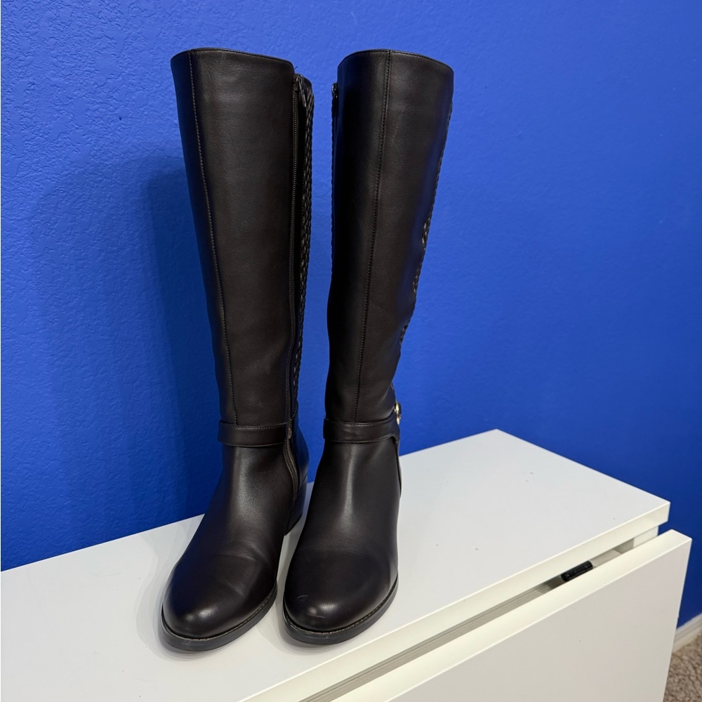 Vaneli dark chocolate knee high widecalf boots - 9